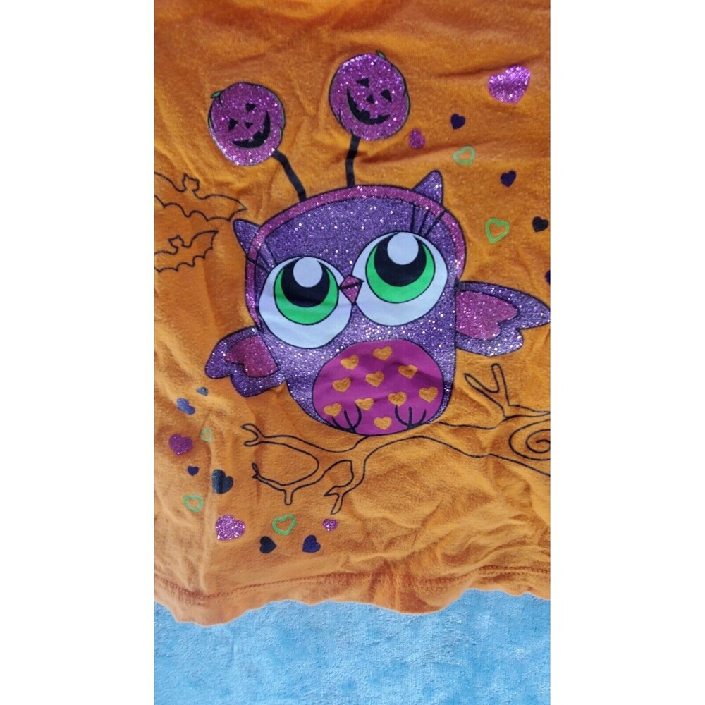 18 Months Owl Orange Halloween Glitter Pumpkin Hearts Bats Cute Shirt - Picture 6 of 8